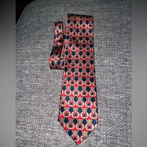 Como House Italy 100% Silk Red/Navy/Gold Neck Tie